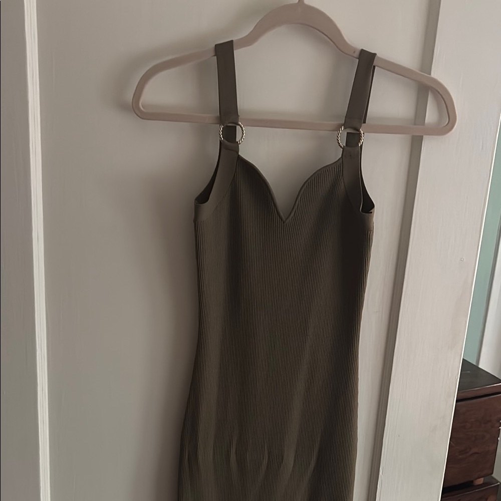 River Island Green Ribbed Bodycon Mini Dress